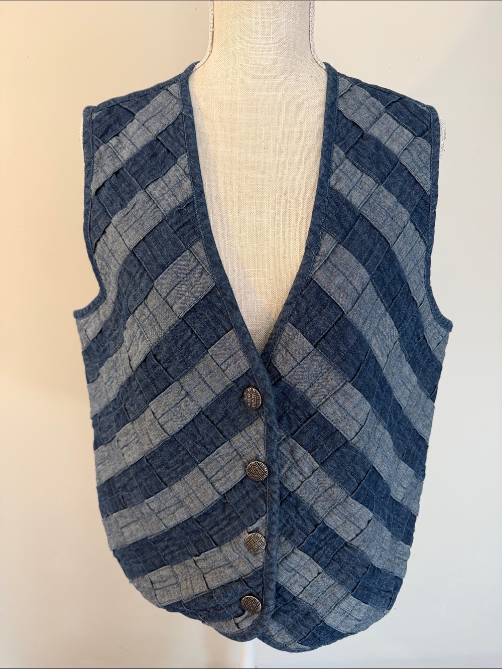 Vintage Denim Orvis Blue Striped Quilted Women's Vest